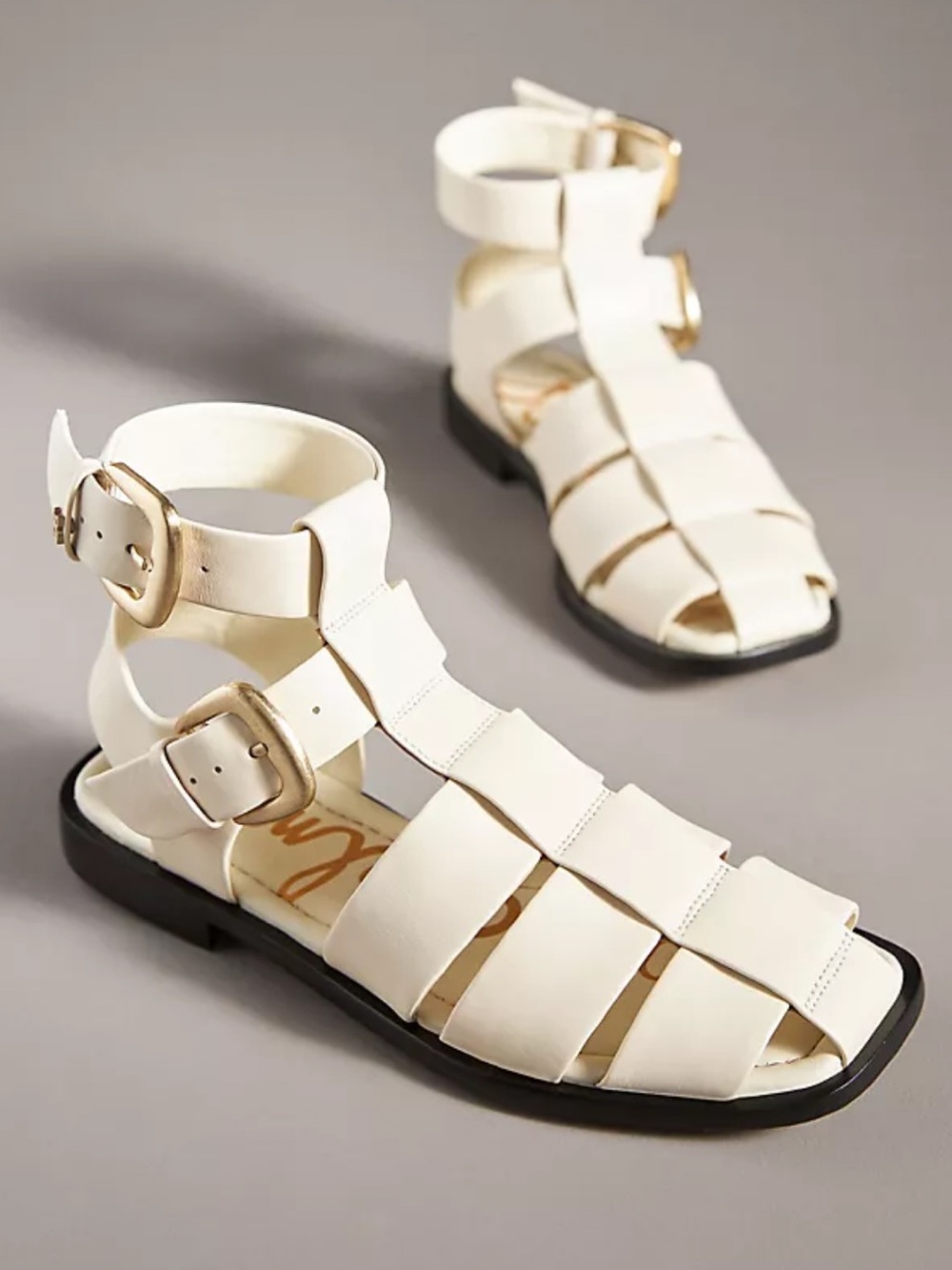 SAM EDELMAN Dawn Fisherman Flat Sandals Cream 6.5